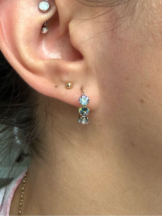 Gold Hoop Earrings in 10k with Mystic Stones main image 1